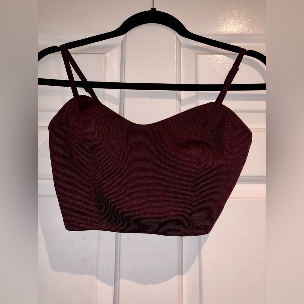 NWOT Dynamite Deep Burgundy Crop Top - Small - Picture 2 of 7